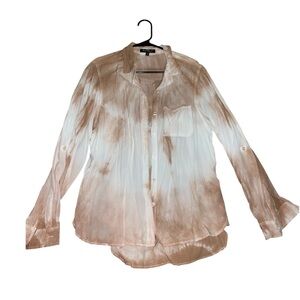 Velvet Heart Tan and White Button-Down Shirt